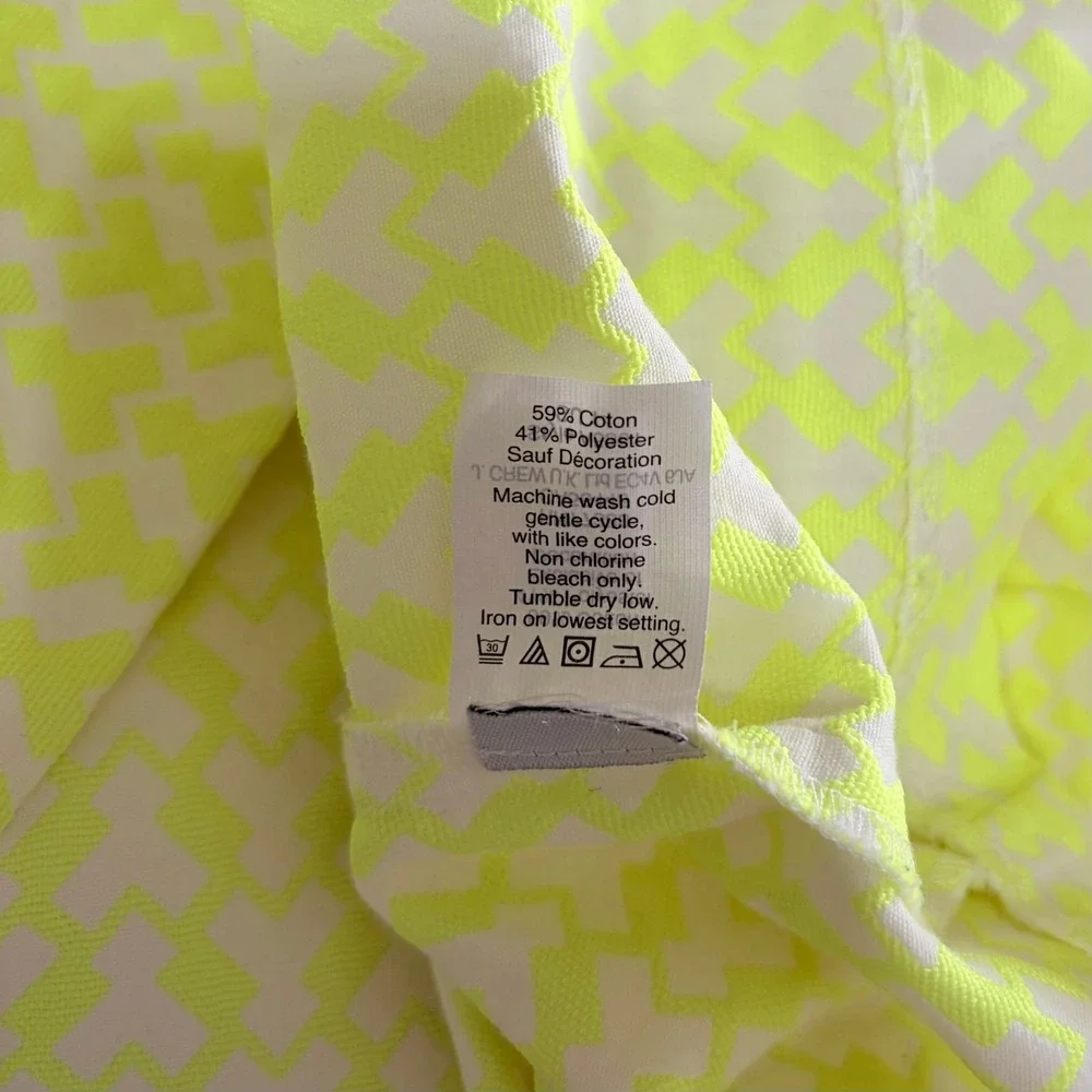 J. Crew Neon Yellow Shift Dress with Navy Trim